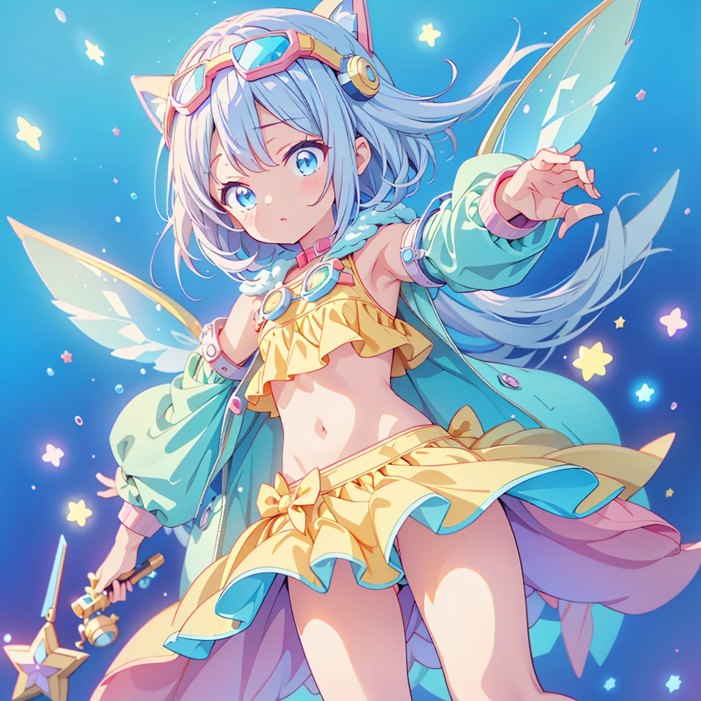 chibi, sexy fairy,night, neon,