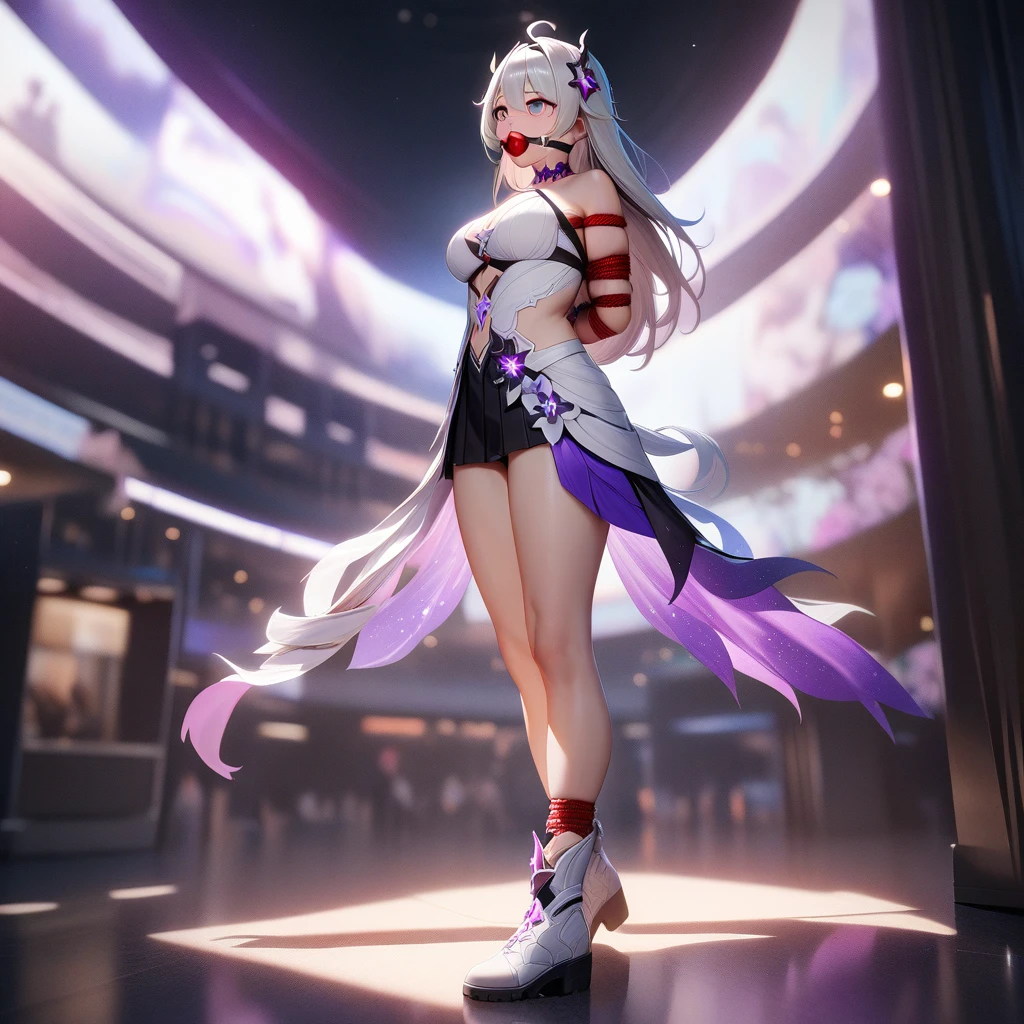 girl in a very short skirt, жёлтыми волосами Twin Tail, full height, 3D wallpaper.