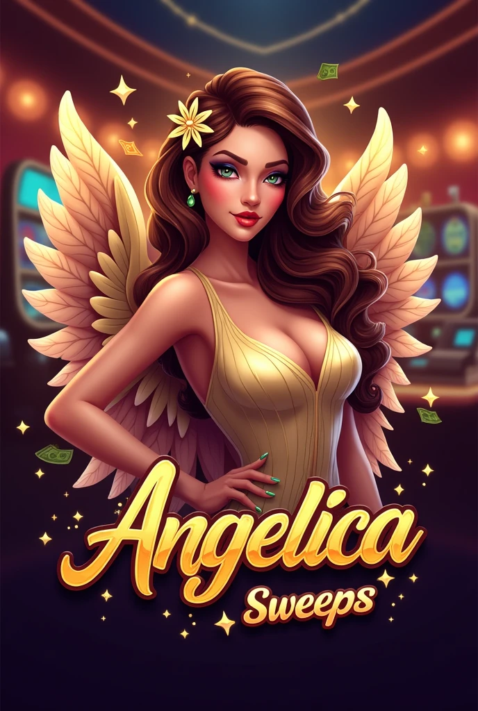 Arafed a picture of a female angel playing poker at gambling table, she sits near the table holding some cards, exquisite beautiful female, ultra detailed face, (best detailed face: 1.3), dynamic eye color, dynamic hair color, dynamic hair style,, wearing elegant evening dress, (wings spread behind her: 1.3), gambling table at a casino background, vibrant, Ultra-high resolution, High Contrast, masterpiece:1.2, highest quality, Best aesthetics), best details, best quality, highres, ultra wide angle, 16k, [ultra detailed], masterpiece, best quality, (extremely detailed),