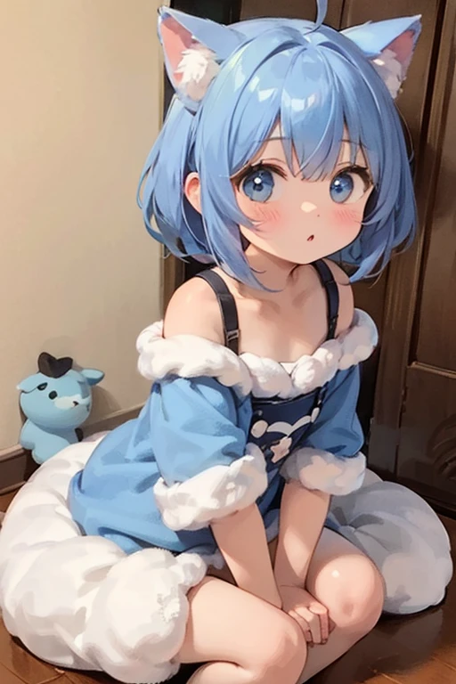 ((masterpiece)), ((best quality)), (ultra-detailed), a cute girl, 1girl, solo, nude00, ((beautiful eyes)), smile,on the bed, beautiful blue hair