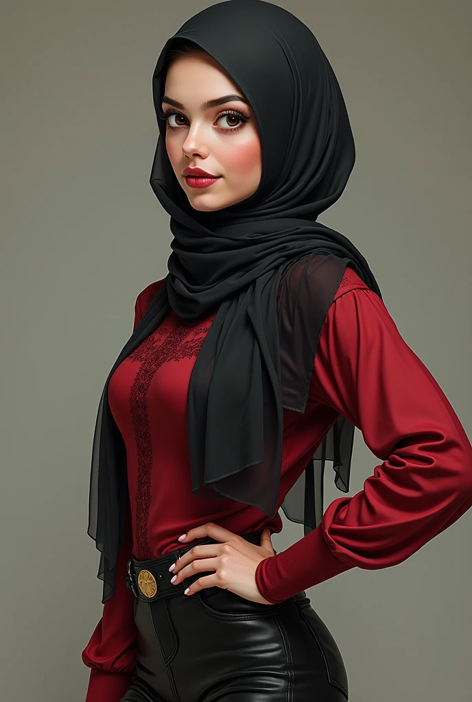 hijab girl,big chest,stick tounge out