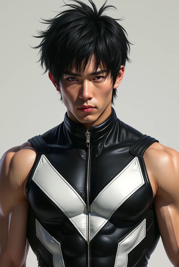 A serious young Japanese man with tattoos all over his body and face, ultra realistic, high quality, detailed face