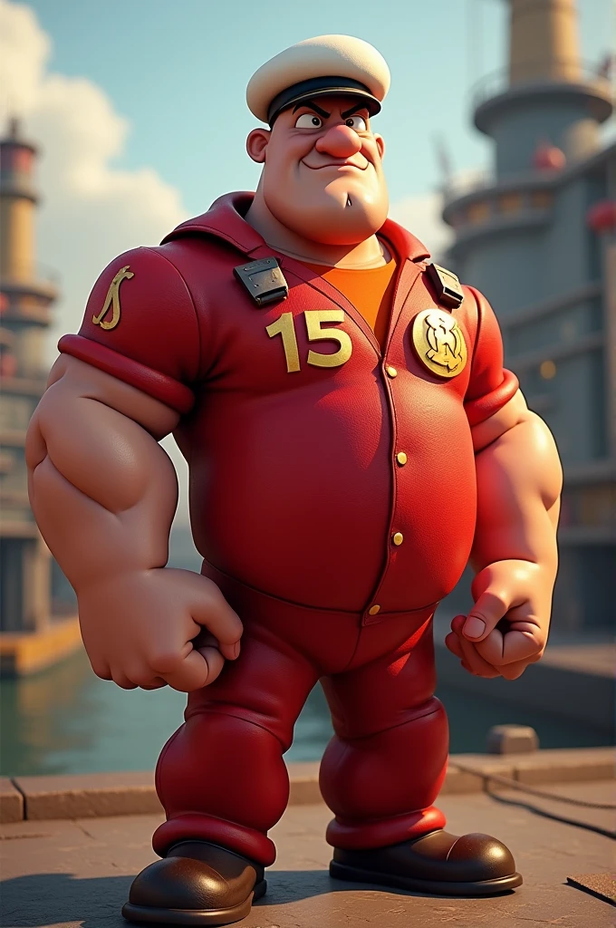 Fat Asian man with crown on bald head with red prince outfit