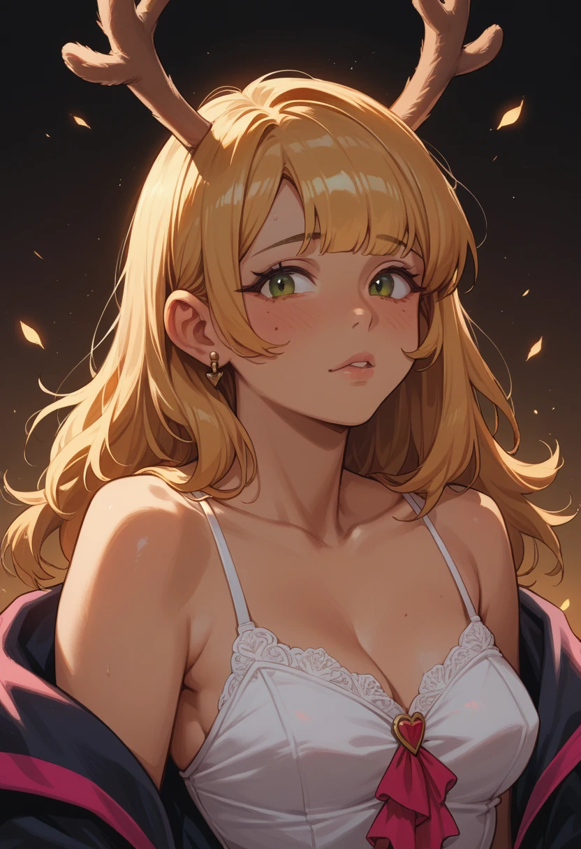 Noelle Deltarune, golden hair, antlers, sexy.