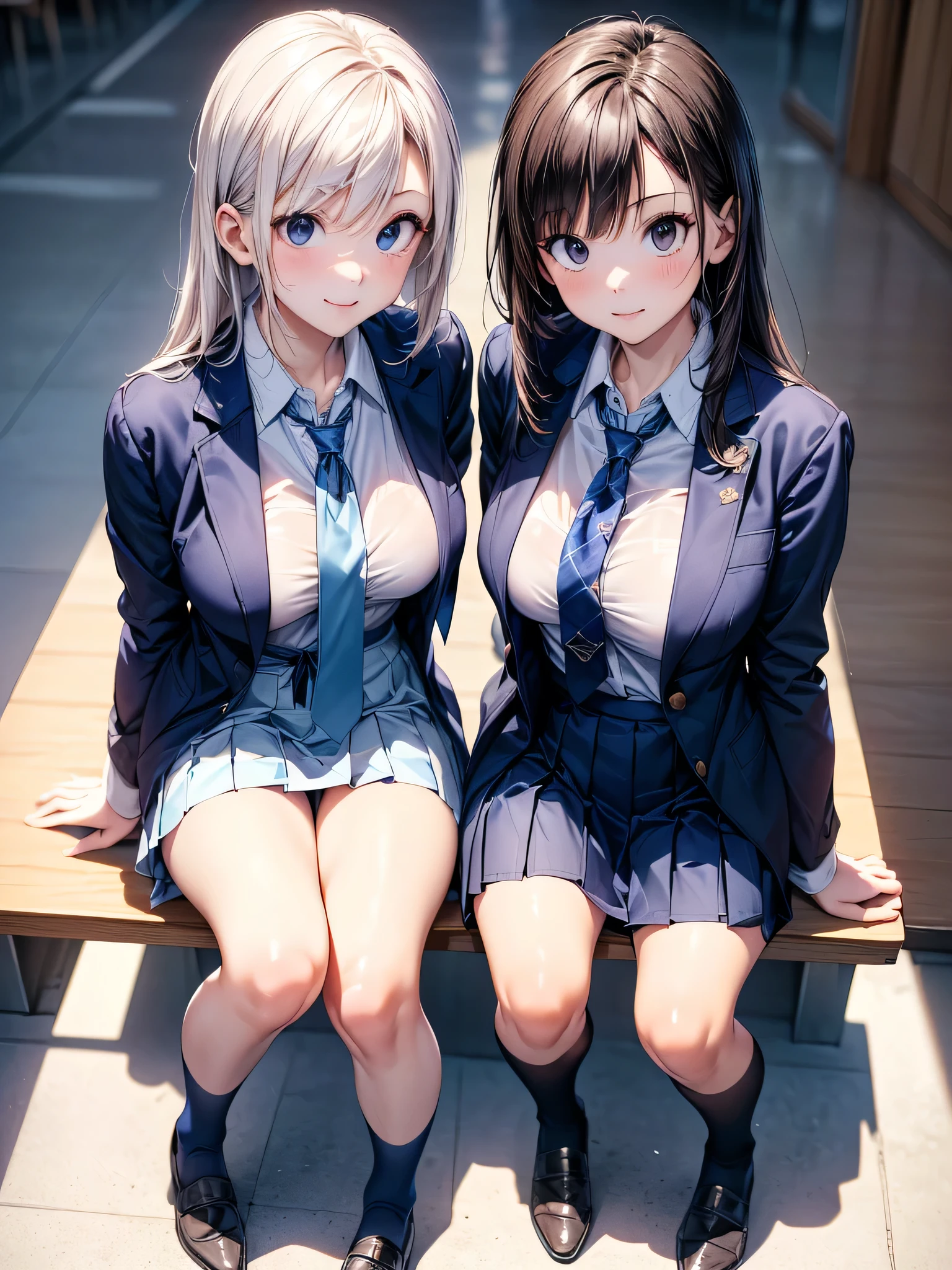 The upper part of the body、女の子1人、Blonde hair、Bun hair、lounging、Party Room、Gorgeous room、Purple Eye、Formal Blazer、a short skirt、cleavage of the breast、off shoulders、Very large breasts、Japan anime-style odd-eye, rain falling