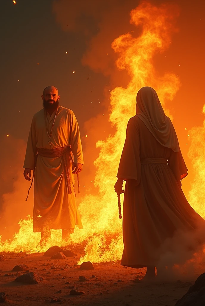 The fourth time, Umar went with a group to Fatima’s house, brought Ali (a.) by force from the house and brought him to Abu Bakr. Umar also set fire to the house. Arabia year 600 AD.Chr.

Umar looks ugly and like a tyrant. He sets the Little House on fire and kicks the door.