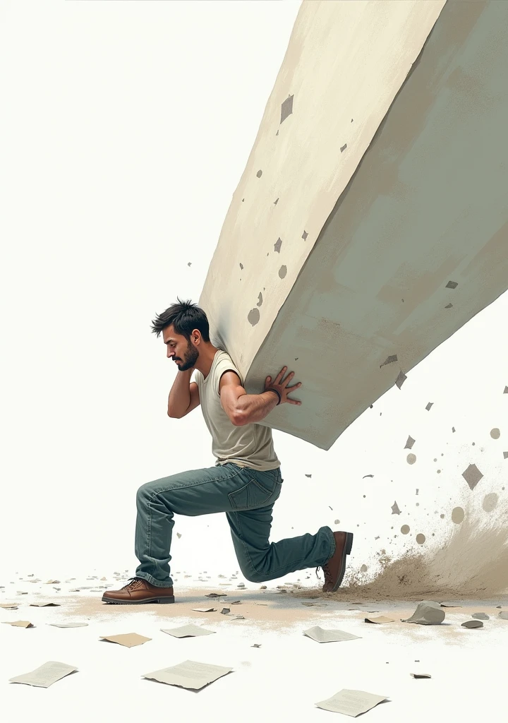 A person surrounded by chaos, illustrating the negative effects of laziness on personal growth --auto