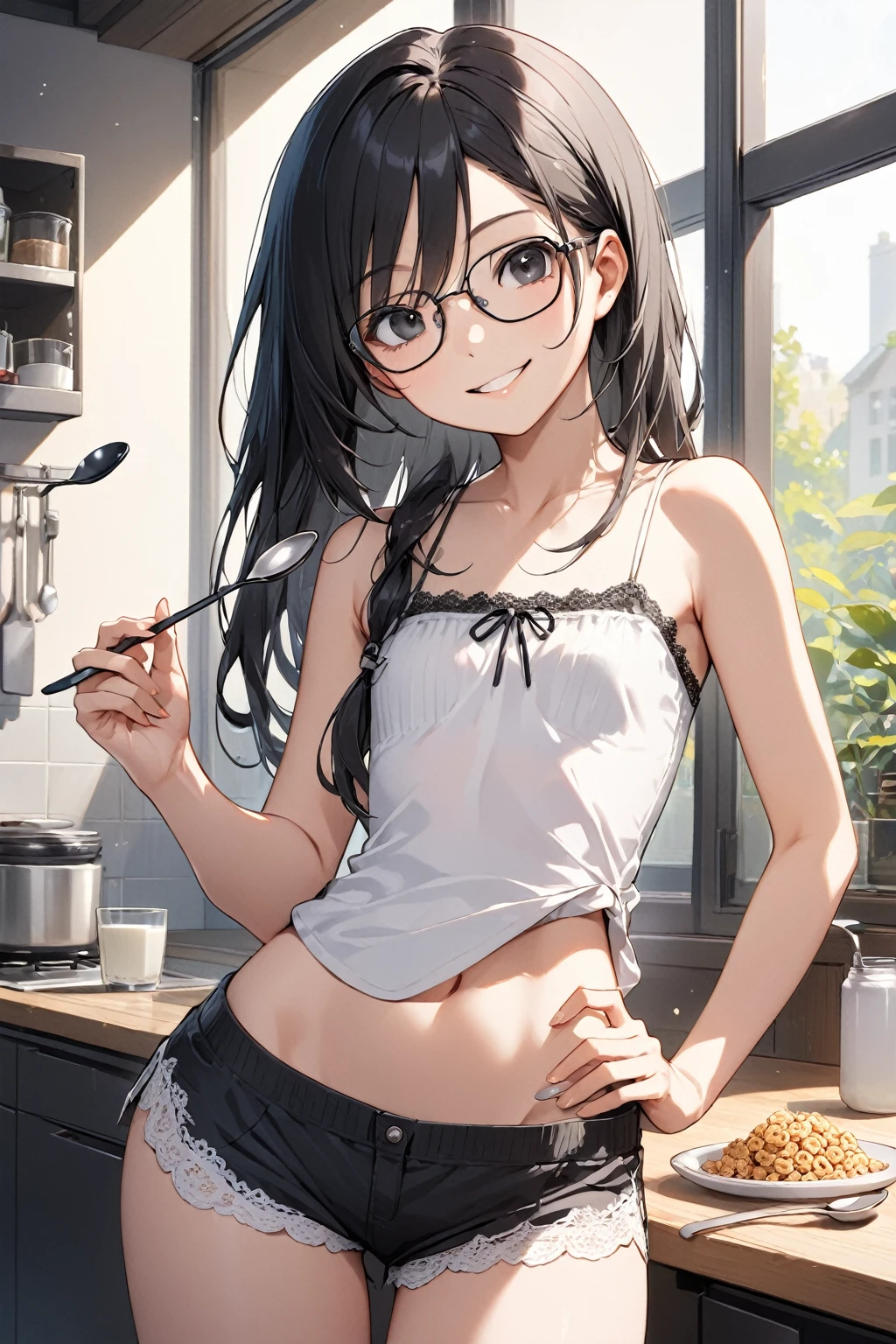 masterpiece, best quality,multiple 、 hair ornament, ponytail, hairclip, eyes, bandana, striped, smile, short hair, shorts, long hair,looking at viewer, hug, shirt、Nipples、Sit down and spread your legs wide((Sunburned skin、naked))((Male organ))、Show your ass、Glasses、((Nipples))((Fainting girl))((big breasts))((Show your back))((Cream Pie))(()(((Sexy black sheer underwear)))((Big Ass))((I narrowed my eyes and opened my mouth、Wow smile))(((Sexy black sheer bra)))