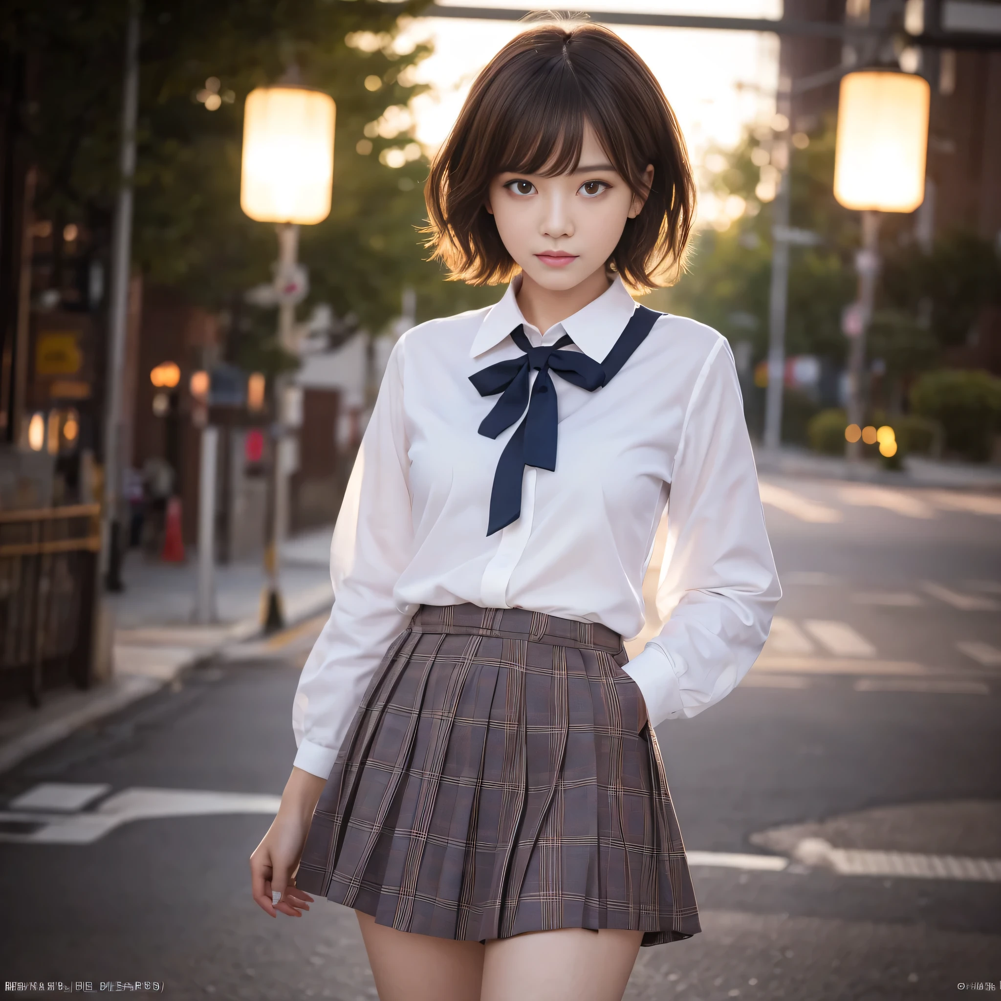 anime風の女性キャラクターのカラフルなプロフィール写真. anime「My Favorite 」has characteristics that are clearly different from. The setting is sunset on the mountaintop. The environment is very fantastic. The camera settings are、A digital camera with a low ISO setting. This lens is a medium aperture zoom lens.. キャラクターデザインは日本のイラストレーターとanimeーターにインスピレーションを受けた, Akiko Sterrenberger, Photographed by Makoto Shinkai, Your Name。Director of, (Large Breasts), (school uniform:1.3), (nice smile:1.3), (((Idol))), Slender body line, Small and slender figure, Narrow waist, (Baby kirt flipped up by the wind:1.3), ((Panty shot)), (Detailed eyes and face:1.2), (Detailed hands:1.2)