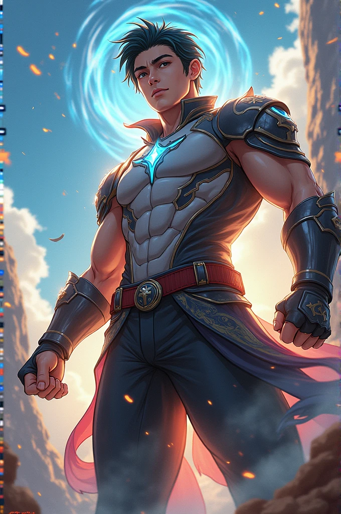 fantasy,(seen from below, looking down at viewer),on mountain peak outcropping,Hologram wizard casting powerful spell,young teenage boy male with dark brown hair hazel eyes,wearing futuristic mage uniform,surrounded by swirling magical azure light streams,, RAW photograph, fantasy, (seen from below, looking down at viewer), on mountain peak outcropping, Hologram wizard casting powerful spell, young teenage boy male with dark brown hair hazel eyes, wearing futuristic mage uniform, surrounded by swirling magical azure light streams, photorealistic, photorealism, greg rutkowski, trending on artstation, film, studio lighting, detailed skin, ultra realistic, bokeh, sharp features