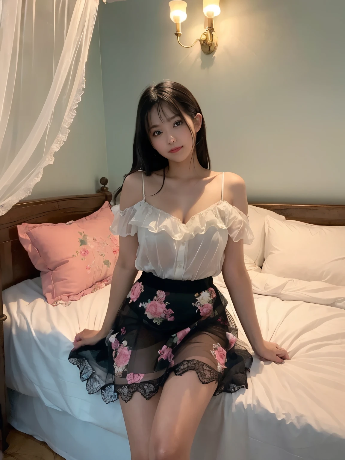(8k、born、Professional、Highest quality、masterpiece:1.2)、(Genuine、Realistic:1.37)、Very detailed、(Portrait of a Woman No. 1)、(expensiveest Detail Skin:1.2)、(expensiveest detail face:1.2)、1 Female、1、Black Hair、Long Hair、expensive 、Japanese high born sailor suit、The wind blew up her pleated miniskirt., Revealing white lace panties.)、Sunset sky、The cityscape at dusk can be seen in the distance、Golden Hour