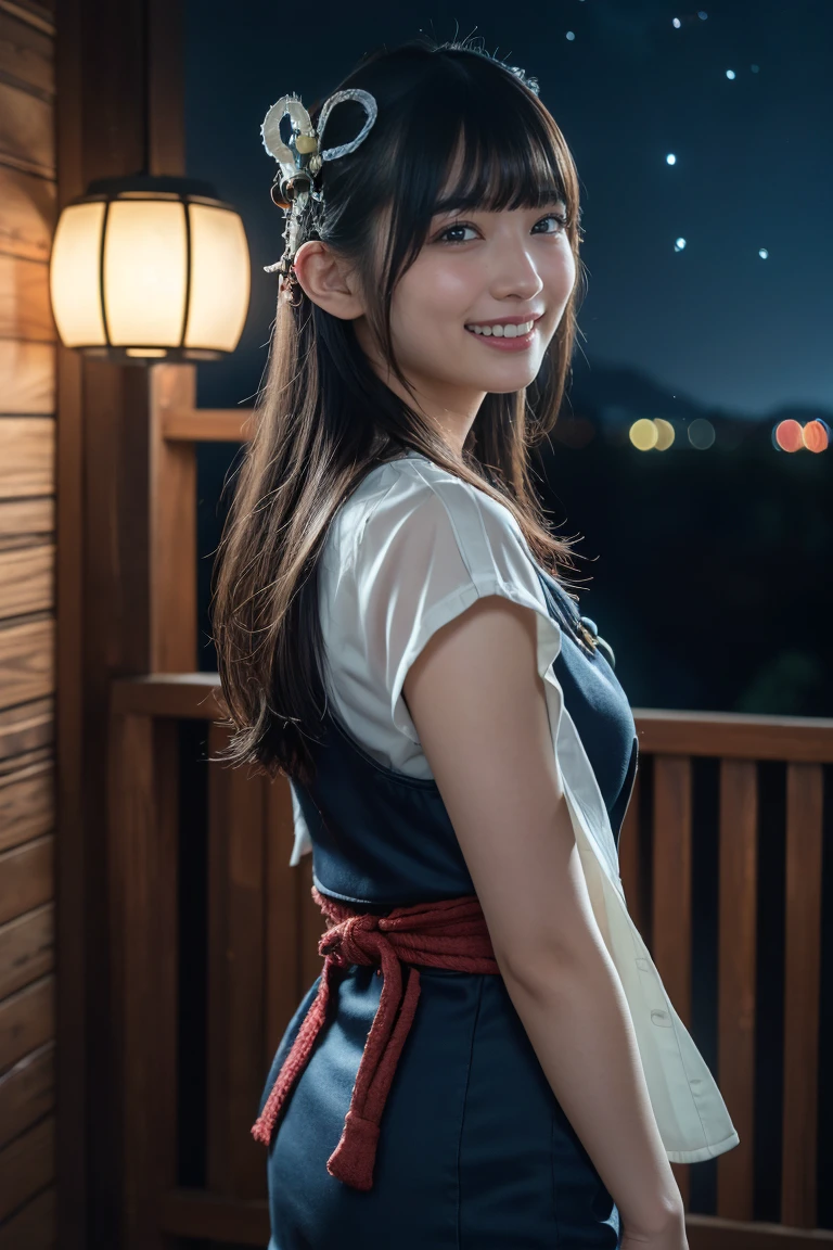 (8k, RAW Photos,Best Quality, High resolution:1.1), (Ultra-realistic:1.4),(Realistic, Realistic:1.3),The Beauty of Japan、entity1.5,miko_clothes1.3、((smile:1.3))、Butt:1.4、Hair accessories、Night Sky、Awards、Cinema Lighting、Octane Rendering、Unreal Engine、Volumetric DTX、wallpaper、