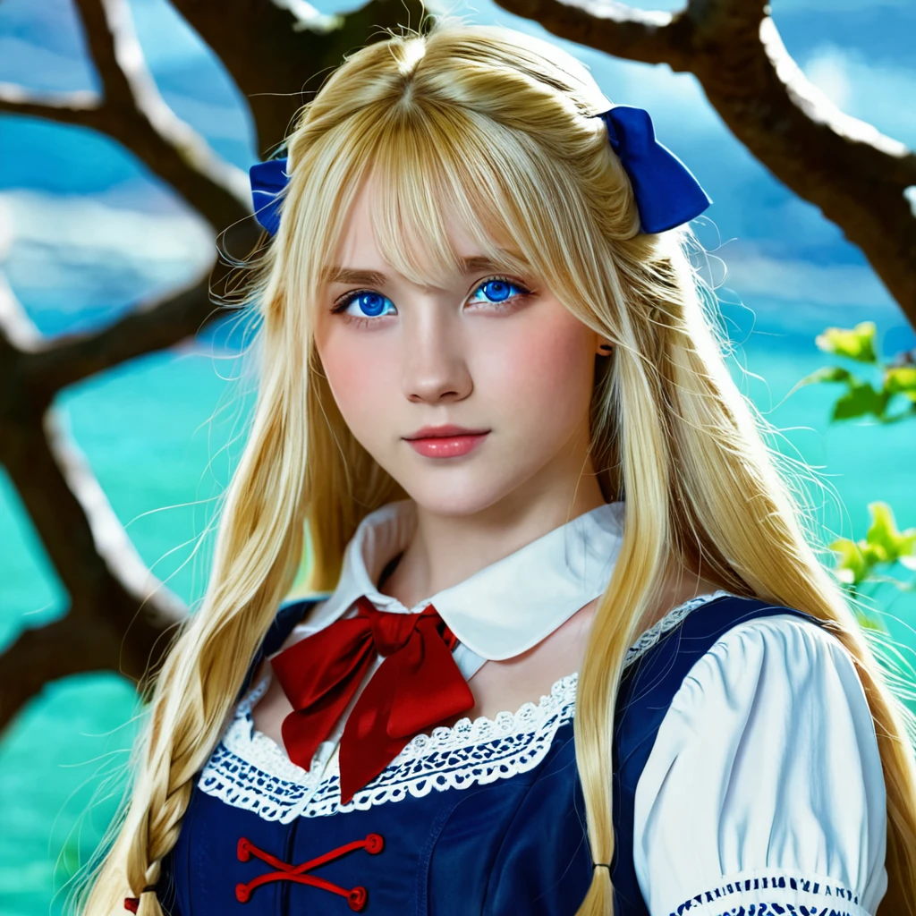 Beautiful 8 year old white child girl, com cabelo azul claro longo, com grandes olhos azuis bem juntos horizontalmente ao nariz,fofa,com bochechas rosadas, com jaqueta preta,blusa preta,de batom vermelho,with cord with bitcoin symbol ,lente 55 mm abertura f/1.8