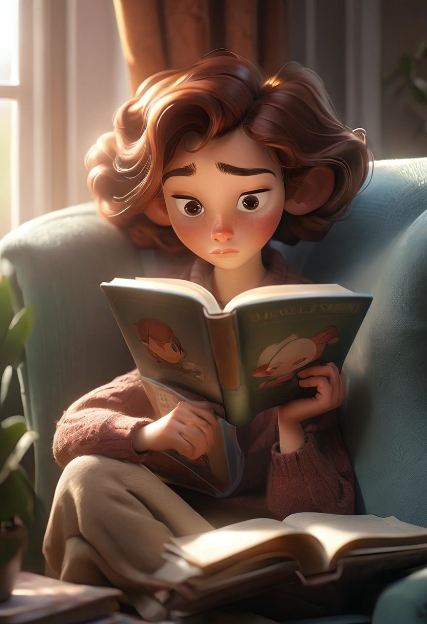 Disney Pixar Movie Poster
3d redhead character who loves to read books and coffee
Elegant