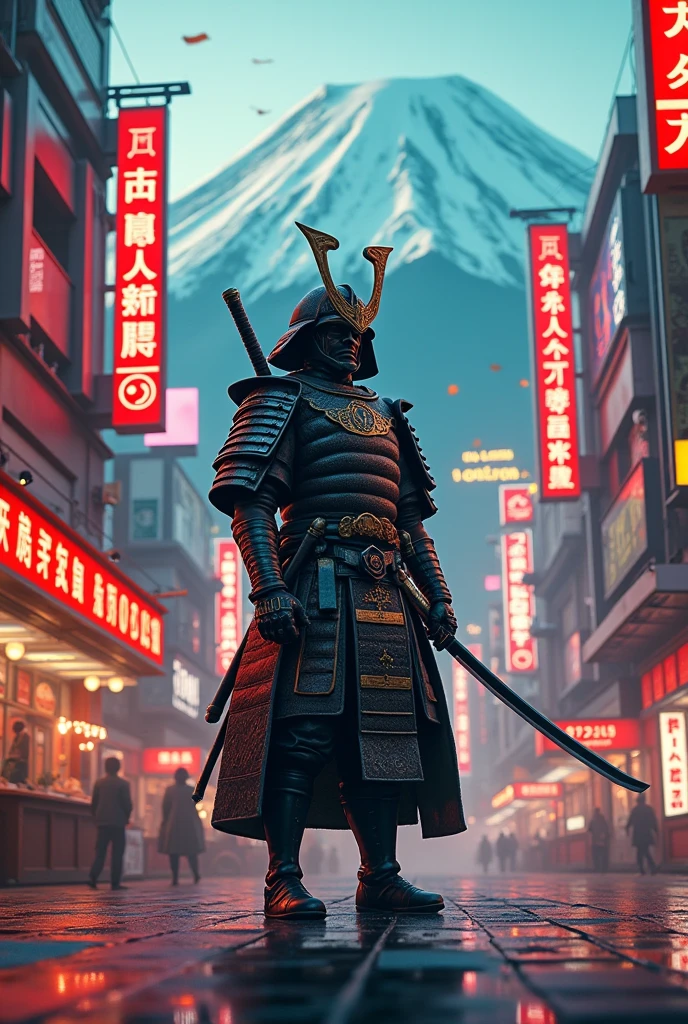 sky, clouds, holding_weapon, no_humans, glow, samurai robots, architecture, science fiction, cities, reality --v6