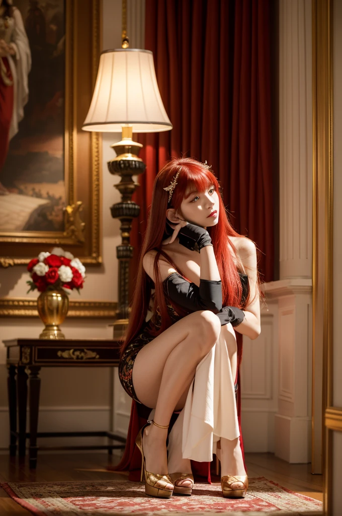 ((​masterpiece:1.4)、(top-quality:1.4)、(reallistic:1.7))、Sexy Model Fashion Show、1girl in、a beauty girl、Bondage style:1.4、latex shiny:1.4、Latex bodysuit、By Luis Royo、age19、Ultra Bikini、Looking Back Beauty、Outstanding style、Ergonomically normal body shape、(Close-up photos:1.4)、(Upper body photography:1.4)、foco nítido:1.5、Slender Abs、beauty legs、Beautiful ass、A detailed eye、Raw photo、red-lips、Red high heels、a choker、a necklace、耳Nipple Ring、The background is the Met Gala at the Metropolitan Museum of Art in New York、