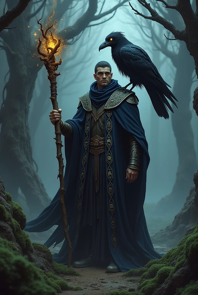 Dark wizard vulture, with cape, cape with 2 skulls