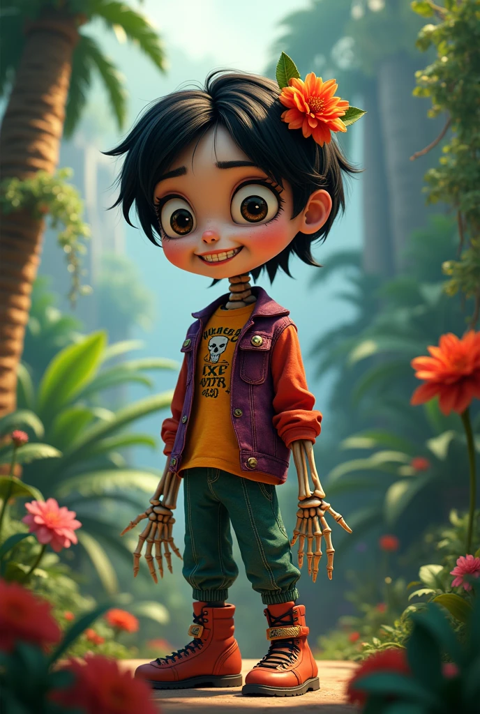 Hybrid of a teenager and cabbage, Masterful painting, hiquality, ultra- detailed, Colorful caricature style, Brilliant lighting, Scenic paints, bright colours, A young hero with a cabbage head, Fashionable outfits of a teenager, Dynamic poses, Wonderful little things in the background, Playful details, Cheerful atmosphere.