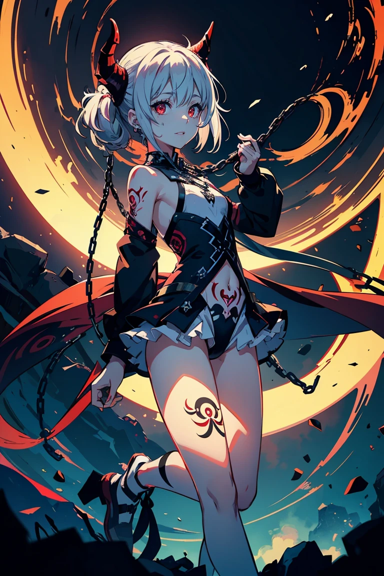 (masterpiece, best_quality, ultra-detailed, immaculate:1.3), epic, illustration, welcoming, 1girl, witch, elf, white hair, Frohawk, on a frostpunk, underground stage, in a Korean, minuscule club, bombshell hair, vivid red hair, hair over one eye, arm behind head<lora:EnvyFantasyMix05:1>