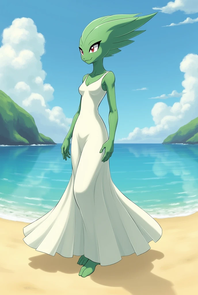 Gardevoir with big breasts at the beach