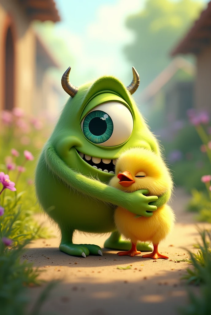 Mike Wasowski from Monsters Inc. with his baby daughter