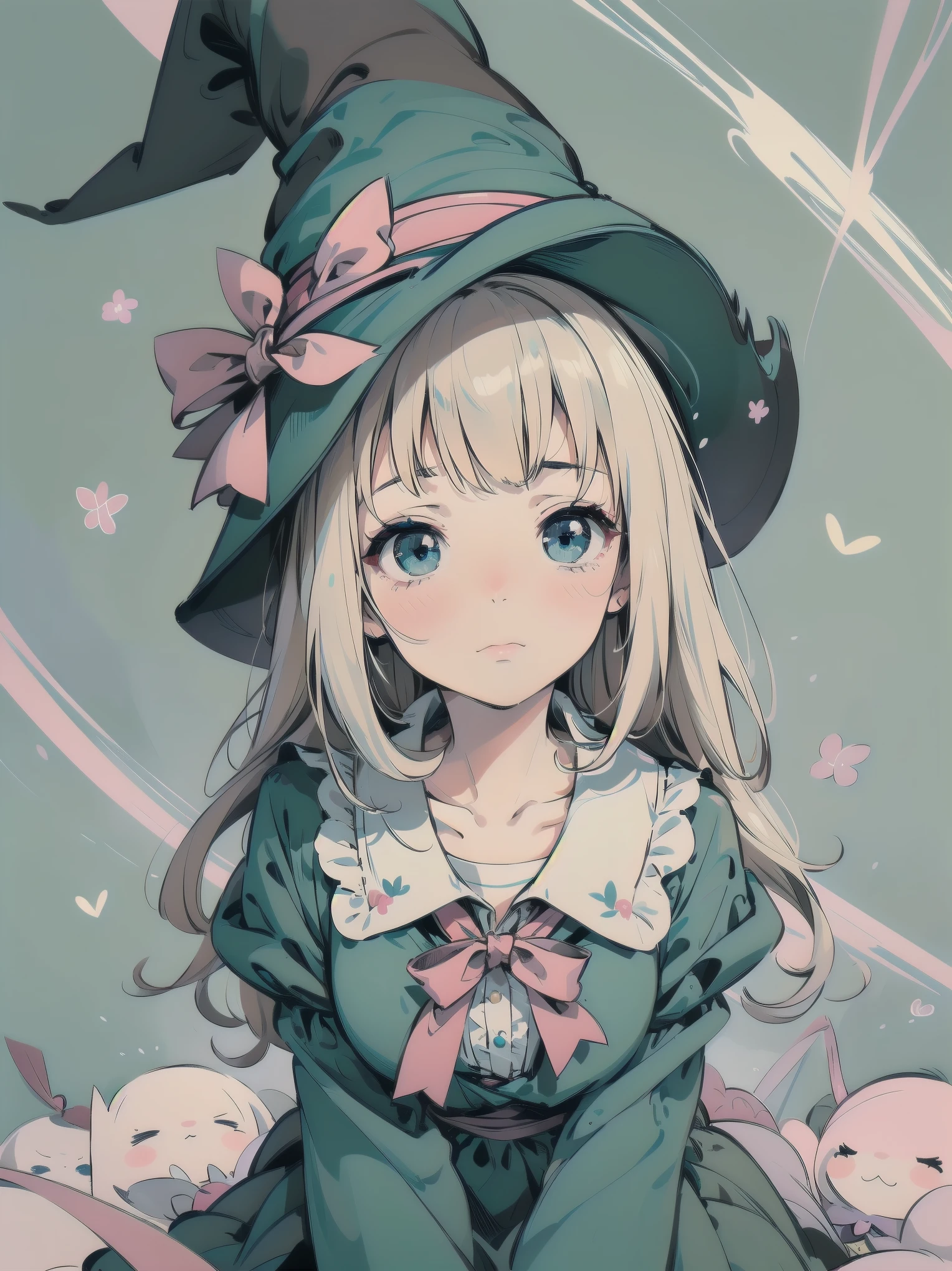 🎶, (🧙‍♀️), ✡, ✨(hat), , Alice in Wonderland, Alone, very beautiful, cute, adorable, embarrassed, alone, blue eyes, look at viewer, looking up, kawaii tech, pastel colors, kawaii, cute colors, Alice in Wonderland, alone, very beautiful, cute, adorable, embarrassed, alone, blue eyes