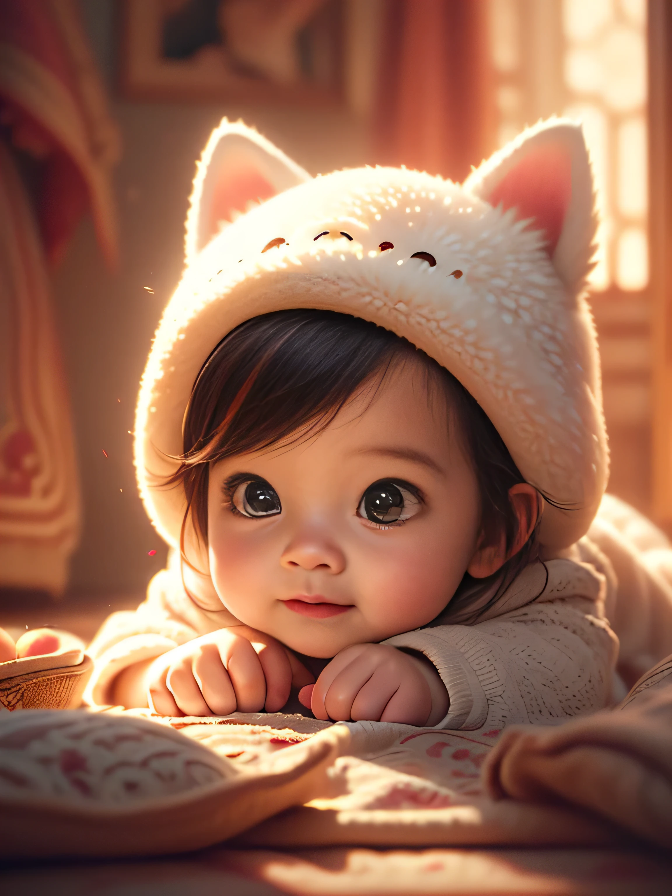 (Best Quality, Super Detailed, masterpiece, representative work, official art, professional, super high detail, 8k:1.3) Cute girl face wearing cat ear hat, girl dressed as furry, Vivid colors, Red hair, Innocent expressions, Playful features, Natural lighting, Soft background, Photorealistic, Shining eyes, Sharp focus, Glowing skin, Sweet and mischievous look, Hint of mischief, Dreamy atmosphere, Delicate details, soft volumetric light, (backlight:1.3), (cinematic:1.2), intricate details, (ArtStation:1.3)