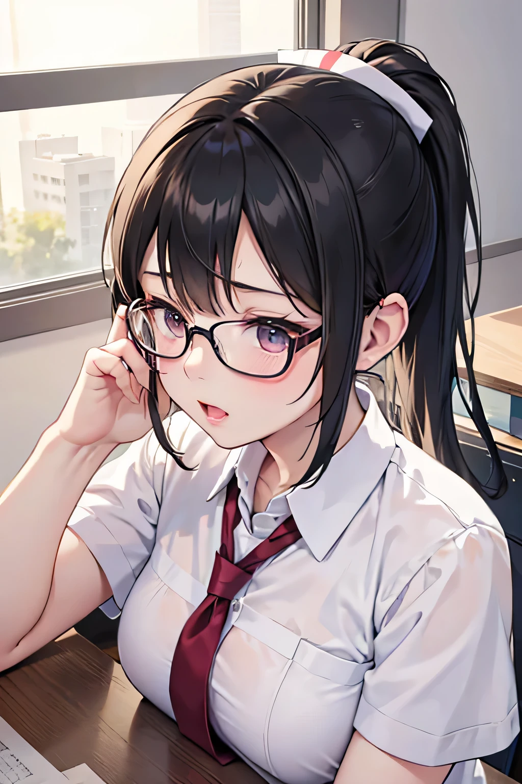  (KWAII, HANBOK, drama, Asian, imagem sem fundo:1.1)long hair,small breasts,office lady,Glasses,cum(night:1.2)