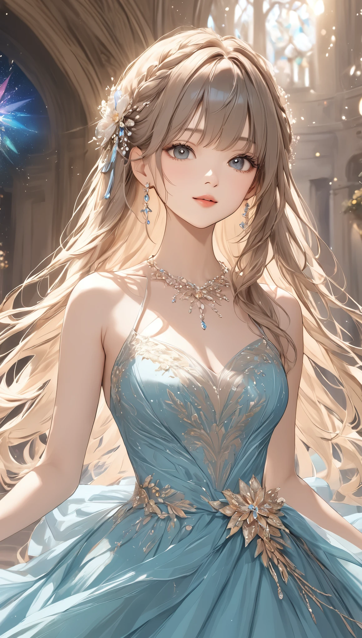 Sketch,UHD, retina, masterpiece, high details, high quality, super detail, best quality, highres, 4K, 8k,kaleidoscope,Sparkling effects,Beautiful work,One Girl,Beautiful dress,Long Hair