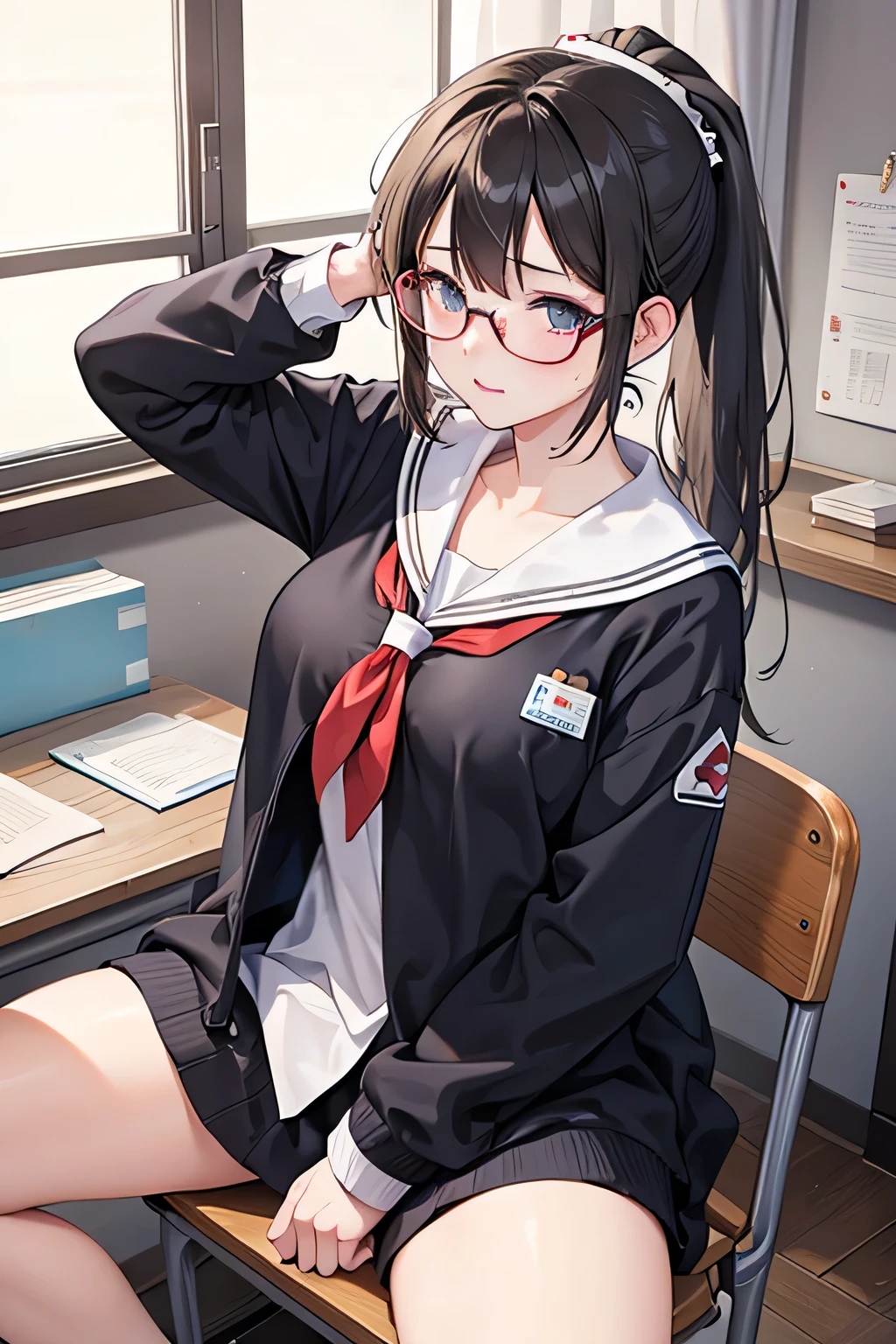 NSFW,Realistic photos,Class representative-style girl,ponytail,Glasses,Masturbating in the school nurse&#39;s office while wearing sexy clothes,Putting a dildo in pussy,Inserting,Impregnation,Creampie,Sexy face,Feeling face,Drooling and kissing,,Lots of drool,Full body image,Busty,Very large breasts,Ahegao,Eyes facing upwards,Showing off your underwear,Embarrassed look,Masturbating on the corner of a desk