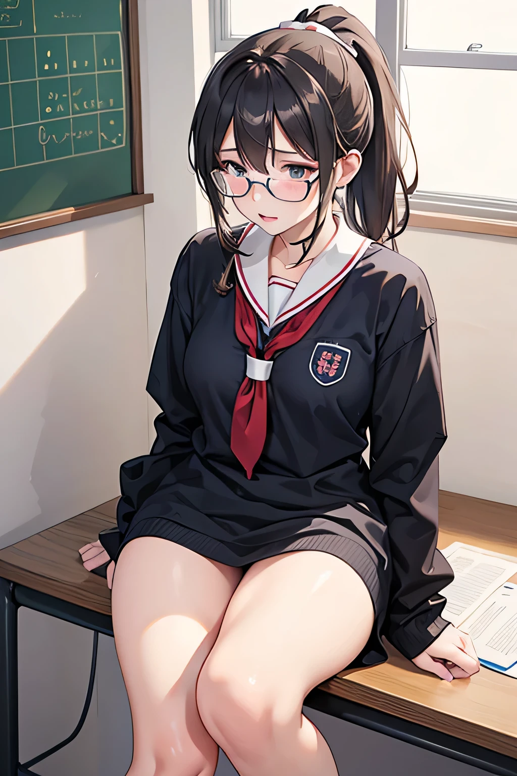 NSFW,Realistic photos,Class representative-style girl,ponytail,Glasses,Masturbating in the school nurse&#39;s office while wearing sexy clothes,Putting a dildo in pussy,Inserting,Impregnation,Creampie,Sexy face,Feeling face,Drooling and kissing,,Lots of drool,Full body image,Busty,Very large breasts,Ahegao,Eyes facing upwards,Showing off your underwear,Embarrassed look,Masturbating on the corner of a desk