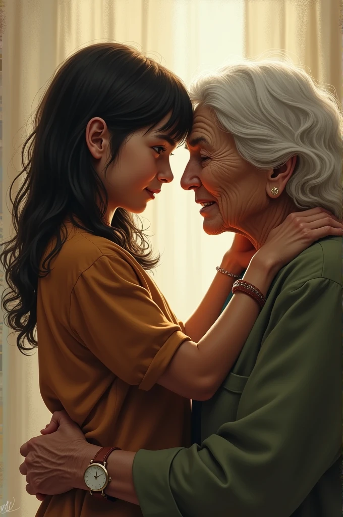 old woman hugging a boy --auto --s2