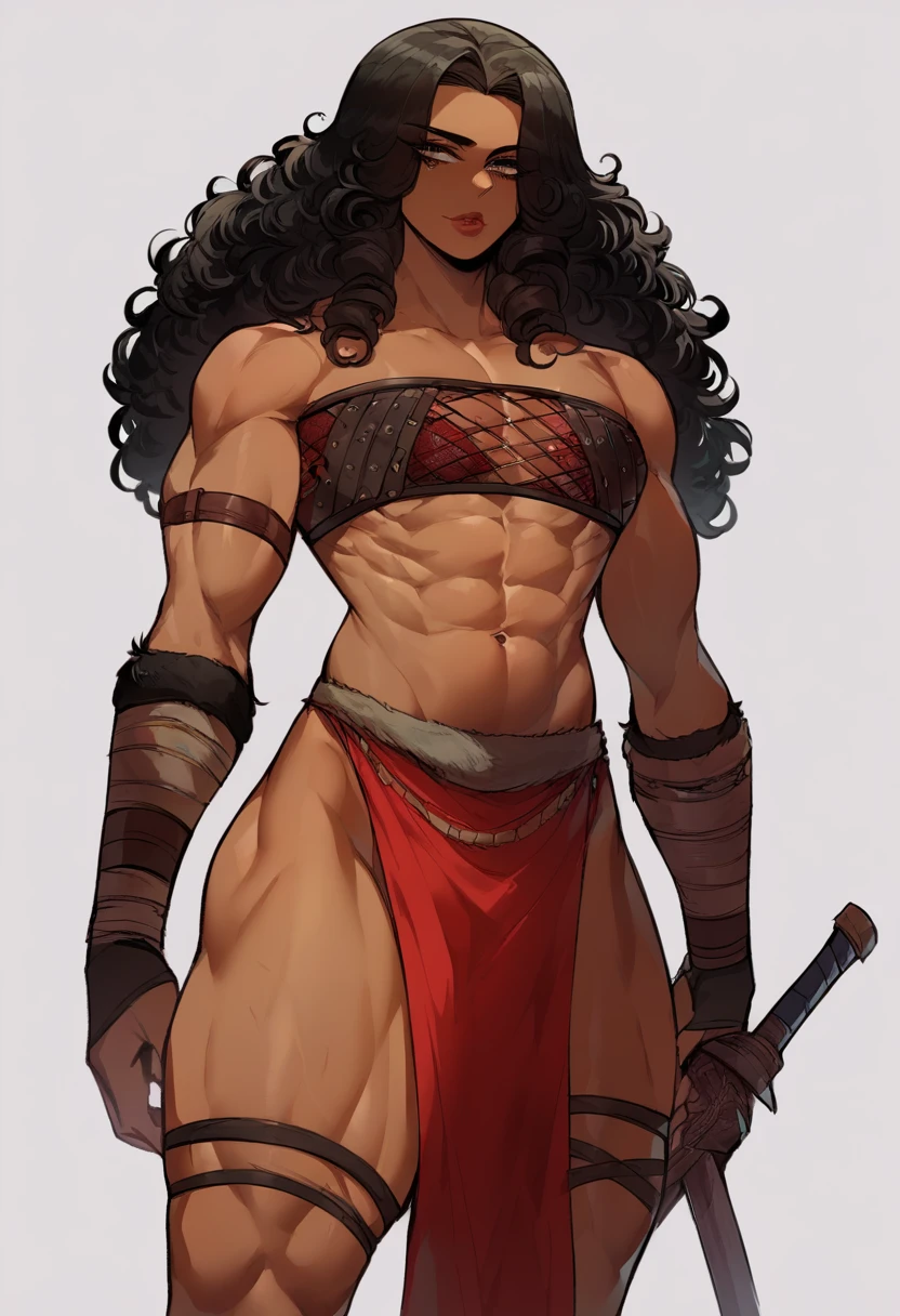 lora: 1.5 gensin impact , high res, stable diffusion, 1girl, solo, full body, dark-skinned female, dark skin, black hair, ponytail, golden eyes, medium breast, hip bones, escesive pubic hair, pubic hair peek, topless, nipples, paintbody, loincloth, poncho, oppen poncho, brown outfit, maya glipho, (nipples band aid), maya tattoo, partiali visible vulva, native, native figther, maya, maya girl, standing, spread legs, white background, simple background, lora: maya_stile 1:5