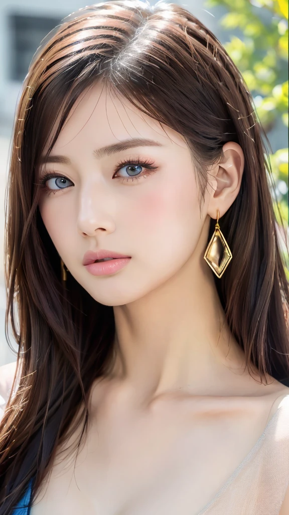 (masterpiece:1.3), (8k, Realistic, RAW Photos, Best image quality: 1.4), Japanese, (1 girl), Beautiful Face, (A vivid face), (Random color straight long hair:1.3), Beautiful Hairstyles, Realistic eyes, Break、Beautiful Eyes, (Realistic Skin), Beautiful Skin, charm, Ultra-high resolution, Attention to detail, Golden Ratio, Detail Makeup、Completely naked、The clavicle is visible、Daytime、look up、look up、Please open your mouth a little、Sticking out tongue、Yellow eyeshadow、Long eyelashes、Sharp Eye、Zoom Face、blue eyes、Mesh Hair Color、Moles around the mouth、ring earrings、Gorgeous gold necklace、Giant Diamond、Sticking out tongue、Looking down from above、Super big breasts、Busty、Very big breasts、はみ出したAreola:2.0、Areola、美しいピンク色のAreola、Beautiful detailed pink nipples:2.0