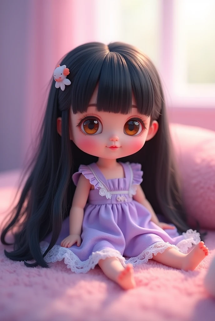 Photorealistic、Doll standing in front of the painting(Nendoroid)、Laughter、Water drops on cheeks、In a cute pose、水彩Nendoroid、(High Resolution Figure)、Flowing iridescent silk、Close-up of face、Look up、Heart patterned contact lenses、Two hands holding a heart decorated with flowers、There are also flowers in front of the Nendoroids、petal、season!!: summer☀ 🍂