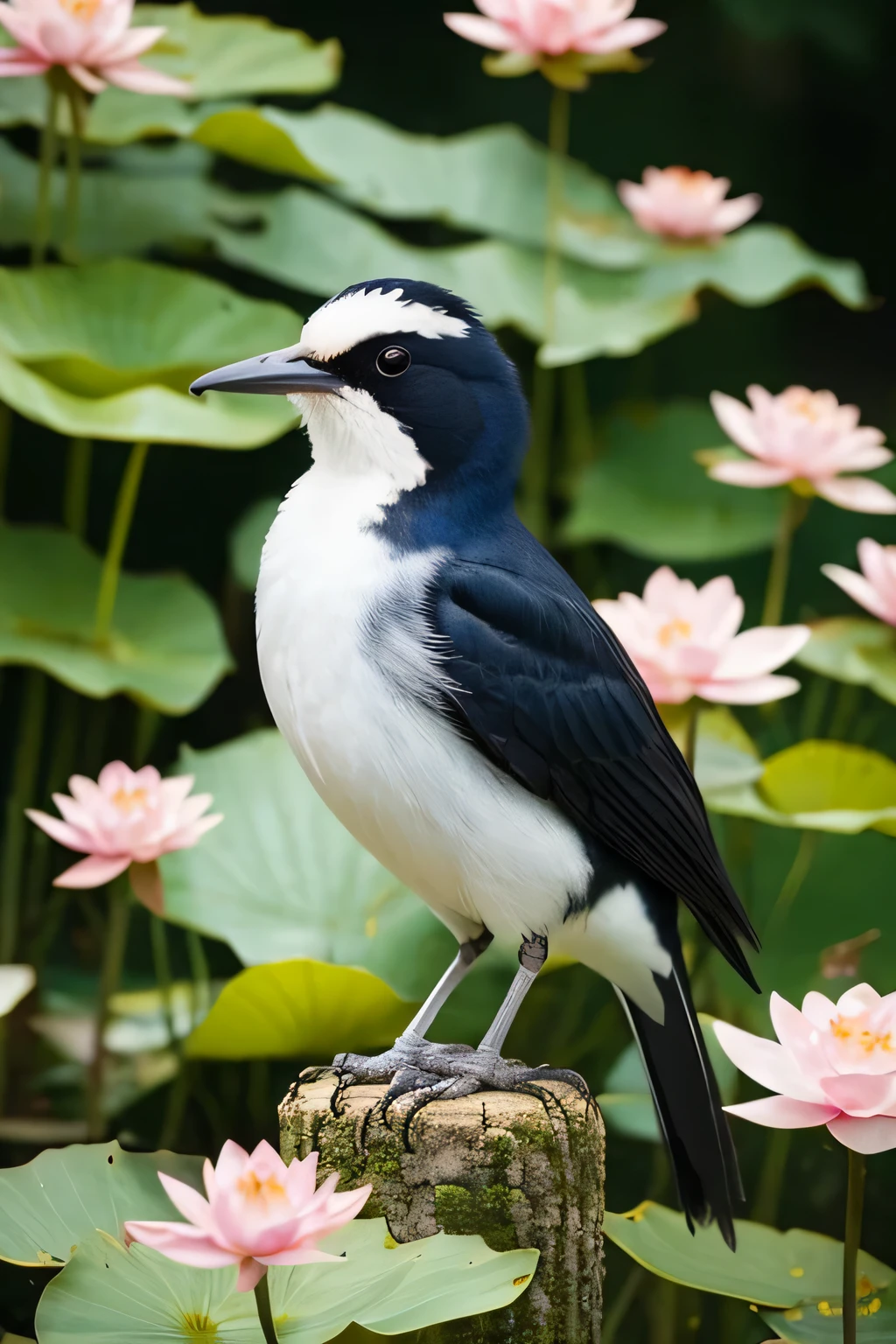 there is a bird that is sitting on a flower next to a bird, standing gracefully upon a lotus, sitting on a lotus flower, standing on a lotus, very beautiful photo, by Liang Kai, by Shen Che-Tsai, by Li Mei-shu, by Xie Shichen, by Li Shan, beautiful nature, by Shen Quan, hd wallpaper