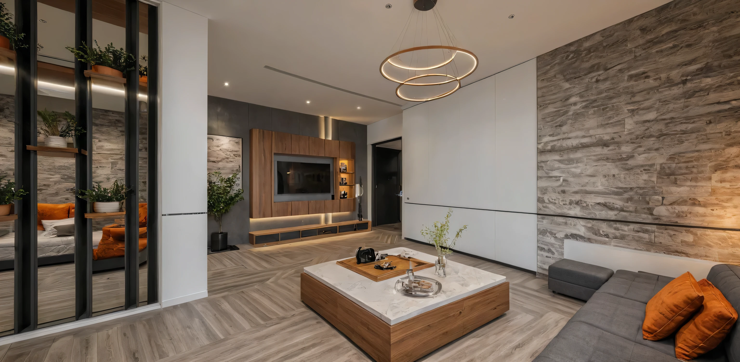 Raw photo,Masterpiece, high quality, best quality, authentic, super detail, 
interior, indoors, livingroom style modern
, (daylight:1.1), vivid colour, (realistic:1.2),
