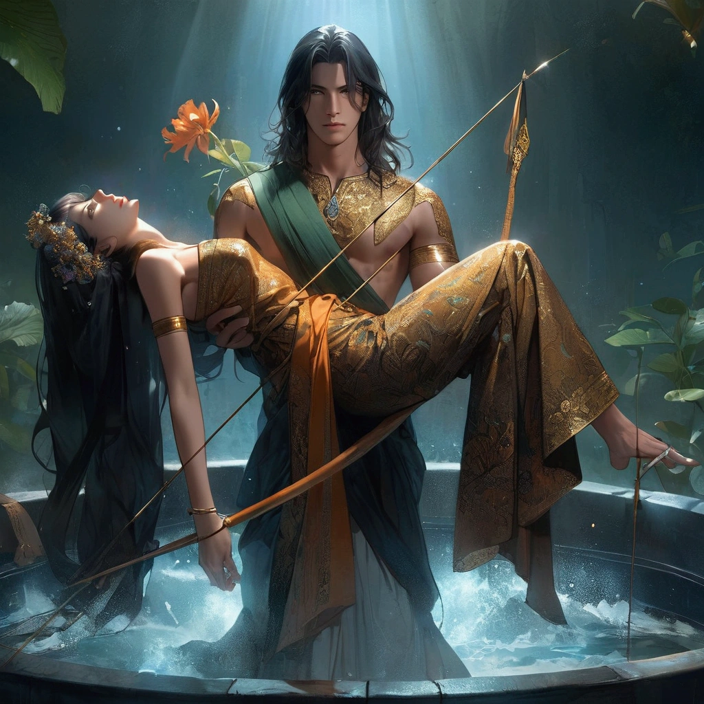 the god and goddess of light and dreams by Hans Zatzka, Craig Mullins, trending on artstation, Manitoba Contemporary Art