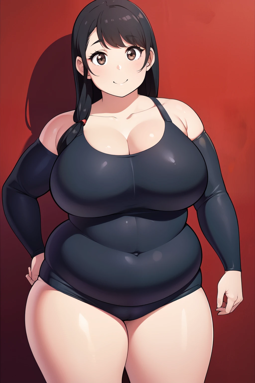 Plump year 21 big breasts black hair brown eyes chubby smile bear girl black longer hair