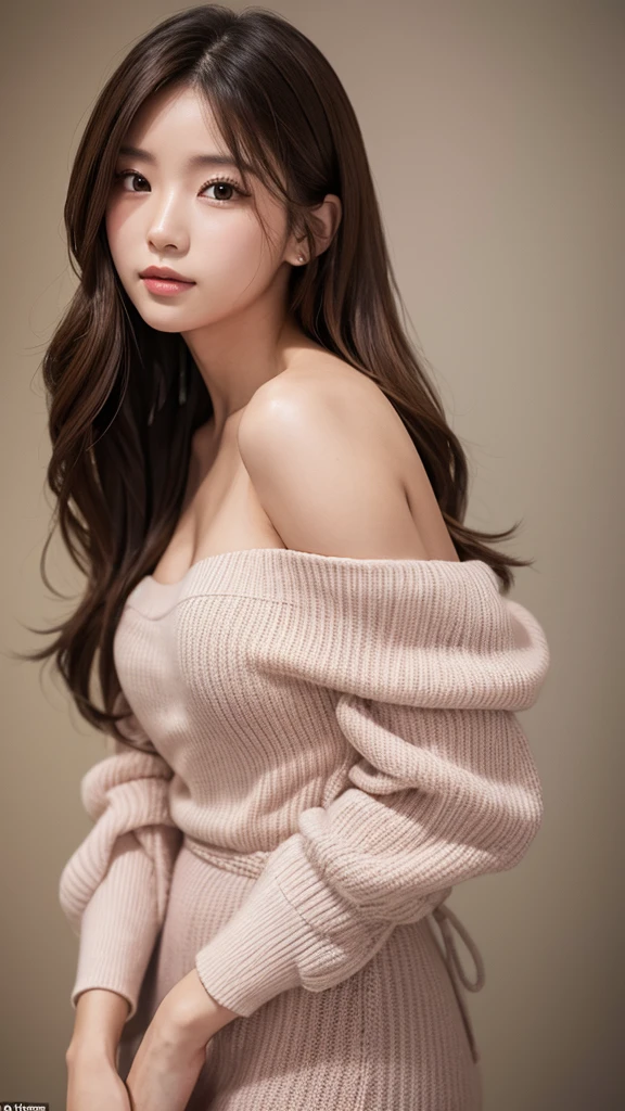 ((Highest quality)), ((masterpiece)), (detailed), breast enhancement, Brown Hair, Long Hair, Beautiful Face, clear, 白いclearな服装, Small Bust,one piece,