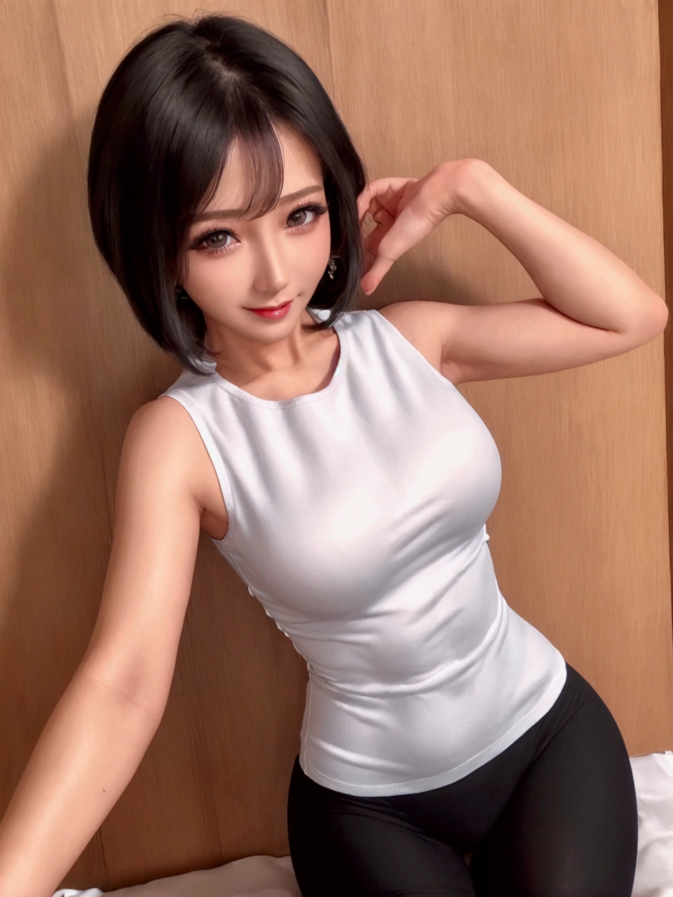 (Best quality, 8k, 32k, masterpiece, UHD: 1.2), photo of beautiful Japanese , short black hair, beauty face, 12 yert t-shirt, underage, large breasts, childish appearance (leaning forward: 1.3), squat, (from top: 1.2), (close up: 1.4), pov, loose t-shirt, large breasts, (beautiful nipple slide: 0.9), outdoors, windy, shiny skin, blurred background,