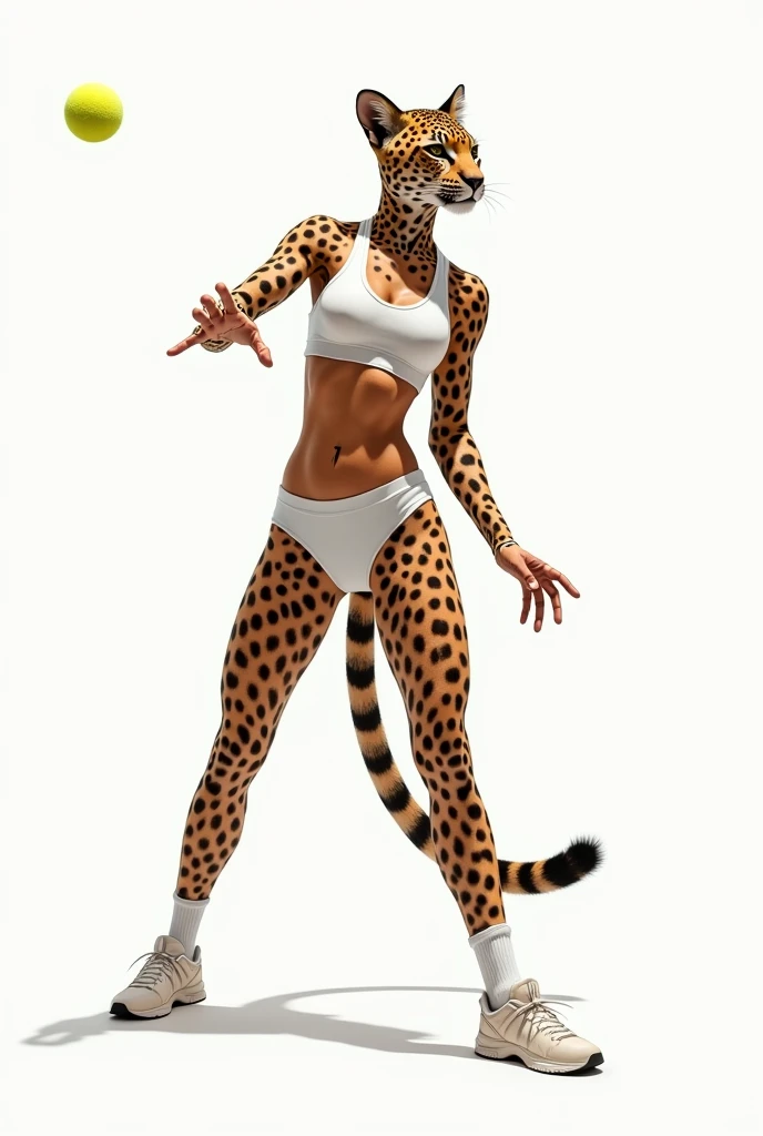 8k,4k,((Best quality, masterpiece, ultra high resolution)),((full body, by pixelsketcher)), <lora:Fuli:1>,Fuli,green eyes,furry, tail, animal ears, yellow skin, furry female, ,cheetah,animal ears, snout,animal nose,white background,anthro, feet, standing, face mark,arm tattoo