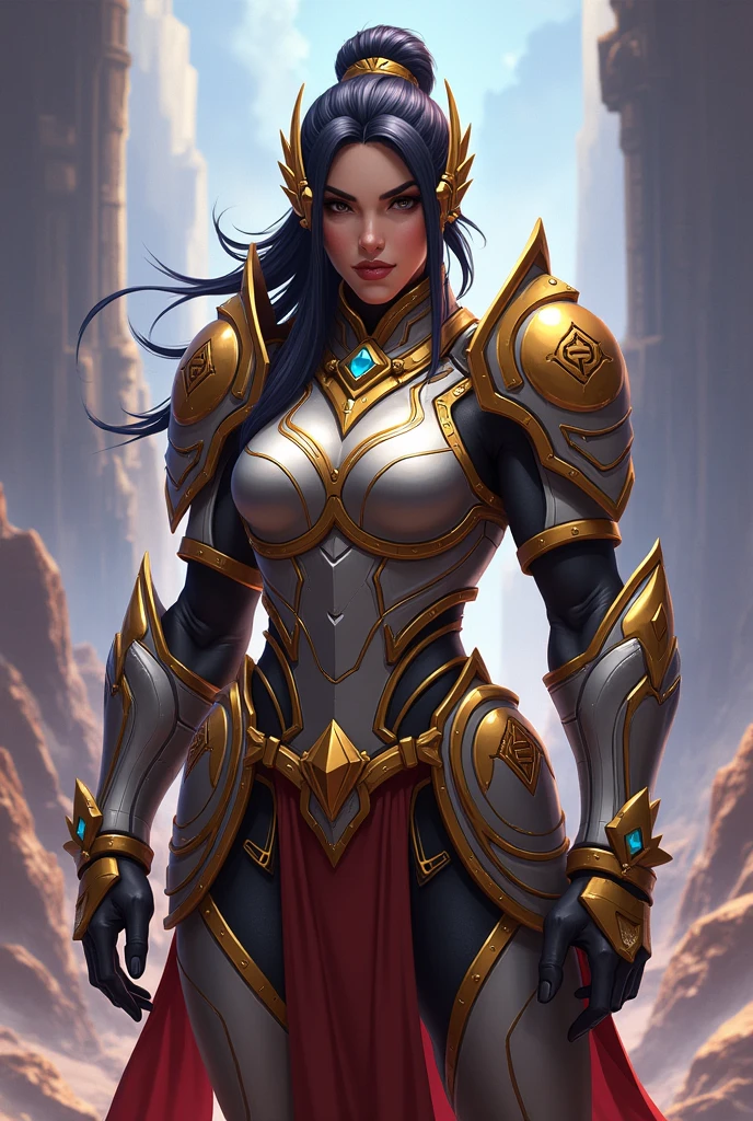 masterpiece, best quality, 1girl, victelise, blue hair, short hair, blue eyes, (glowing eyes:0.3), helmet, gold armor, big breasts, red lipstick, makeup, looking at viewer, dark, natural gemstone, sitting on a stone throne, cavern background <lora:VictoriousElise:1>