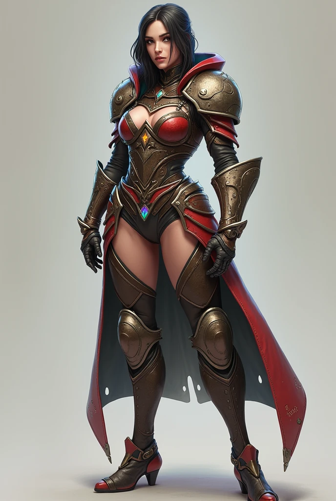 (masterpiece, best quality, 4k, 1girlsolo, 1MILF, mmplatz, smile, red cheeks, plain background:1.2) perfect face, perfect lighting, mature whsororitas with gloves red gauntlets in her hands like Cammy White from Street Fighter, bob white hair, warhammer 40k power armor suit with loincloth, red eyes like rubies, full body RED armor, view from below, looking to the viewer, arms to the sides empty hands, RED military boots, silver skull ornament attached to crossing 2 belt wide hips, 2 long legs