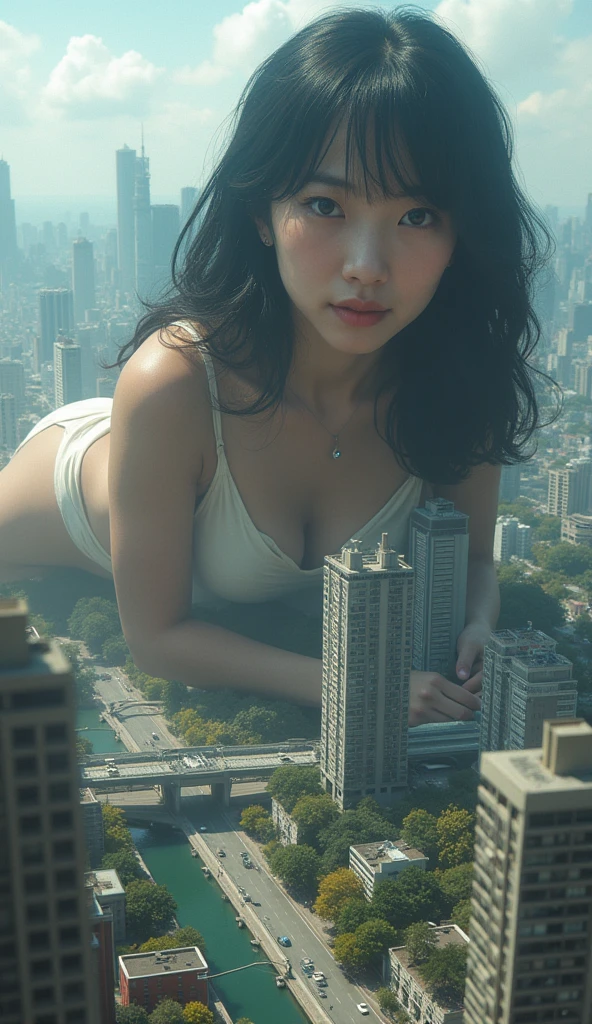 Giantess、nude、Idol、Nude Model、actress、Beauty、Black Hair、Beautiful Hair、Curled short hair、smile、Slut、Lewd、Beautiful eyes、blush、steam、Detailing the eyes、sexyポーズ、high resolution、High quality、Aerial image、Destroyed City、City of Rubble、Run over、Get excited、High tension、Crush、On all fours、inflammation、Black smoke、crowd、Dark atmosphere、Scary atmosphere、Giga Size、sexy、Looming、Great impact、Breaker、Destroy buildings、battlefield