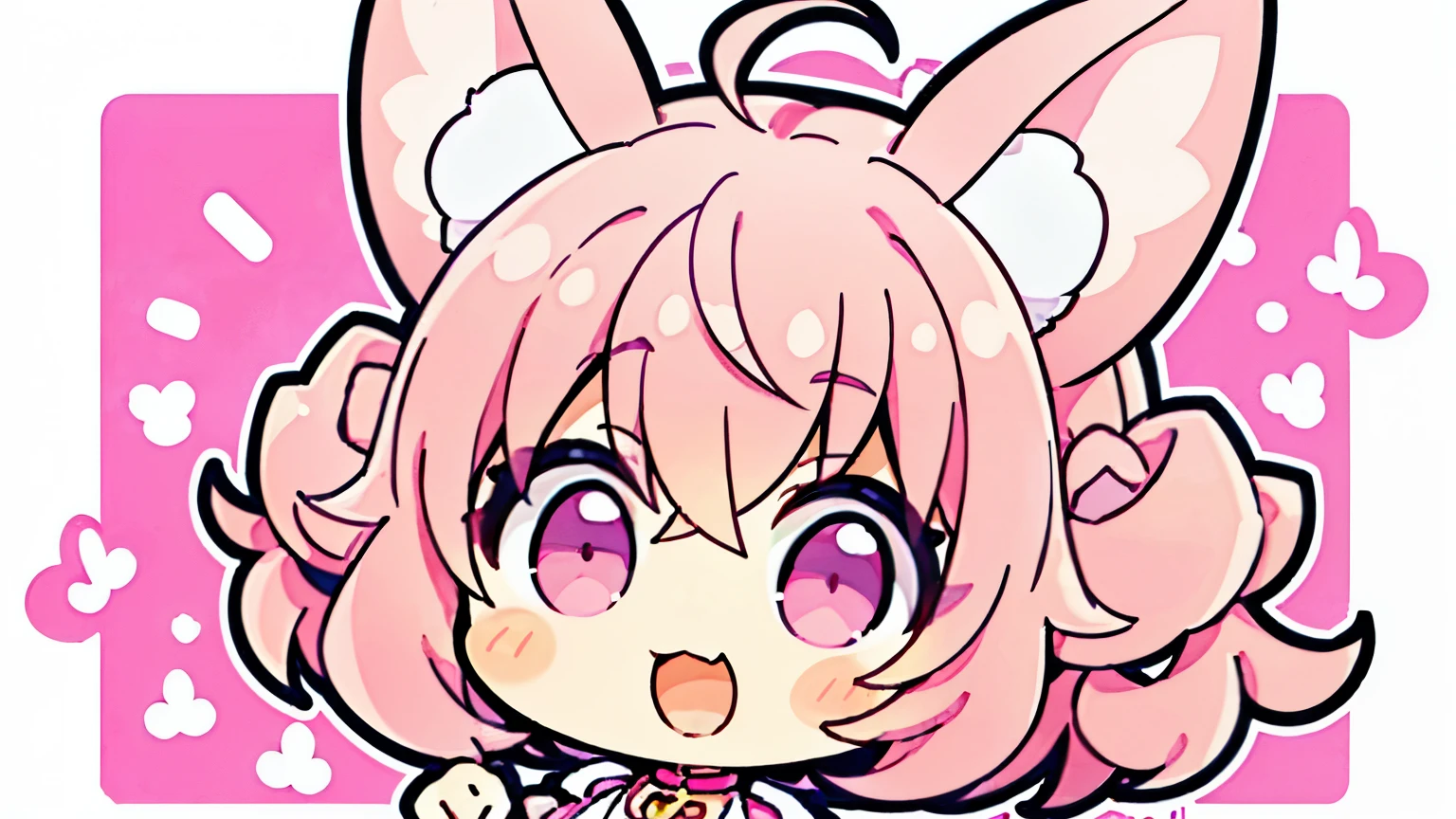 girl, rabbit, furry, bodyfur, tail, pink bow, pink polo shirts, bottomless, penis, testicles, pink gloves, pink boots, chibi, sparkling eyes, peeing, from below