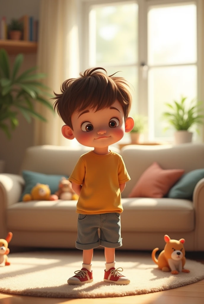 A boy acting like a dog