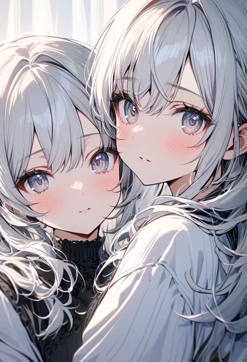 (Best quality, 8k, 32k, Masterpiece, UHD,:1.2),RAW, (((2girl))),ultra cute , natural lighting,transparent shining eyes, 20yo ,fair complexion, (ecstasy:0.8) ,(slut:0.8), (vulgarity:0.8), (fucked silly:0.8),(steam:0.8),(trembling:1.3)),((Nightgown )) , ((White backgroud)), face Closeup, Closeup face, head shot, Cleavage, shiny, kiss, kissing, French braid