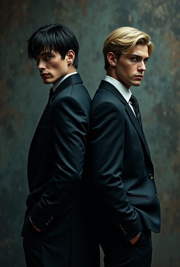 2 man,blondboy,Real portraits,a picture,Handsome,In black suit,Light,status, having sex, doggystyle