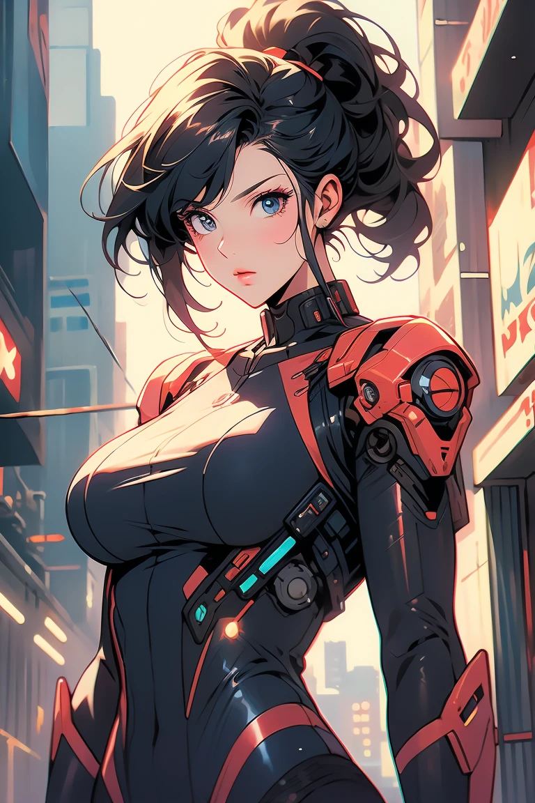 ((Best quality)), ((masterpiece)), (detailed: 1.4), ((bold)), Robot pilot woman muscular body defined, Neon evangelion style, half thick naked thighs, closed mouth, only panties, muscular body parts covered by technological clothing, (((medium breasts)) perfect, generous neckline, ((dark blue outfit with red and white details)), France, pastel, (((mechanical arm))), airplane wings on the back, short dark hair with straight bangs on forehead, ghost in the shell motoko, short underwear, wide garter belt, by mucha, niji --V5, close to real, best quality, almost naked, psychopath, crazy face, sexy pose, psychedelic background, 2 piece clothing, France symbol designs, cyberpunk, pointed shoulder pads, blue eyes without pupils, HDR (High Dynamic Range), Ray Tracing,NVIDIA RTX,Super-Resolution,Unreal 5,Subsurface Dispersion, PBR Texture, Post-processing, Anisotropic Filtering, Depth of Field, Maximum Clarity and Sharpness, Multilayer Textures, Albedo and Specular Maps, Surface Shading, Accurate Simulation of Light-Material Interaction, Perfect Proportions, Octane Render, Two-Tone Lighting, Wide Aperture, Low ISO, White Balance, Rule of Thirds, 8K RAW, Crysisnanosuit